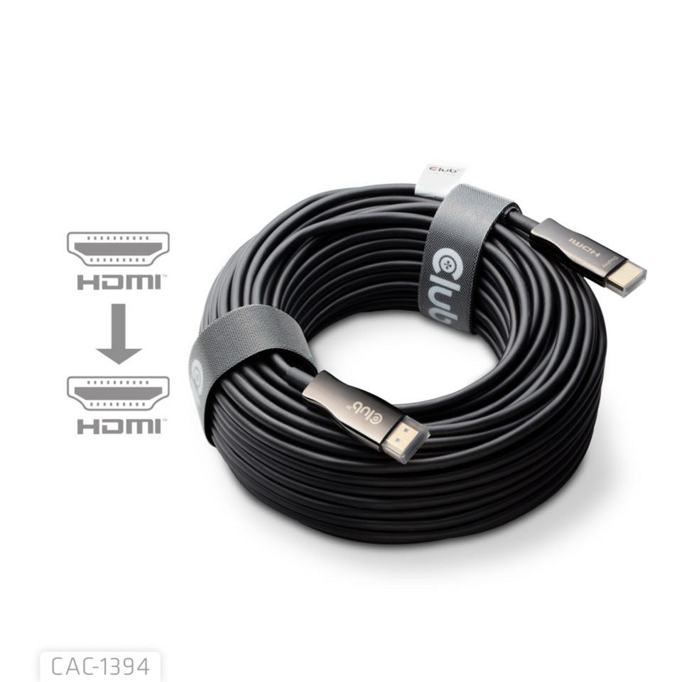 Club 3d hdmi hybrid aoc kabel 8k60hz 4k120hz, 100 m kabel (sort)