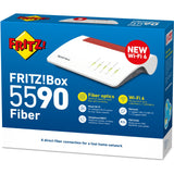 Fritz! box 5590 fiber edition international router (hvid rød, mesh wi-fi)