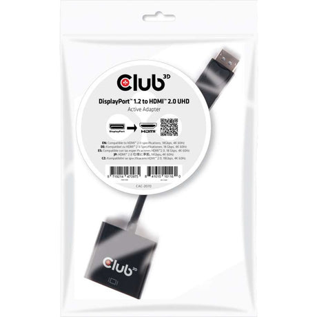 Club 3D DisplayPort 1.2 > HDMI 2.0 UHD aktiv adapter (sort)