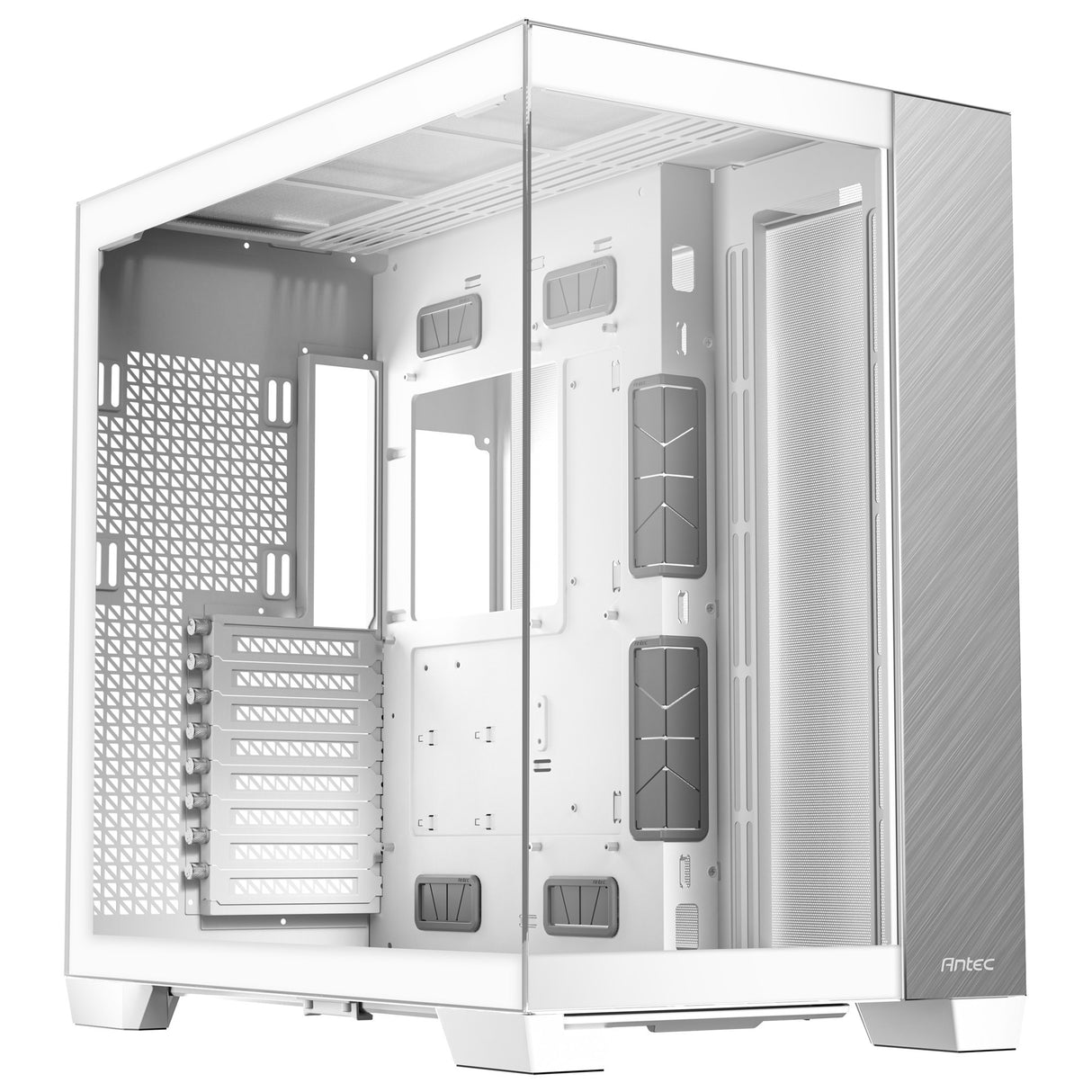 Antec c8 midi tårnhus i aluminium (hvid sølv | 2x USB-A | 1x USB-C | hærdet glas)
