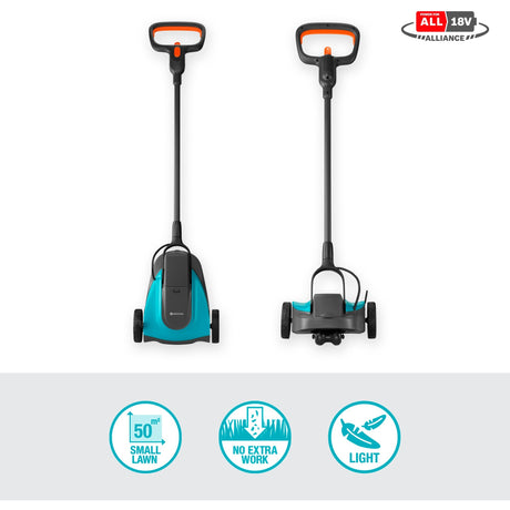 Gardena handymower 22 18v p4a sæt plæneklipper (grå turkis, 14620-20, batteri inkluderet)