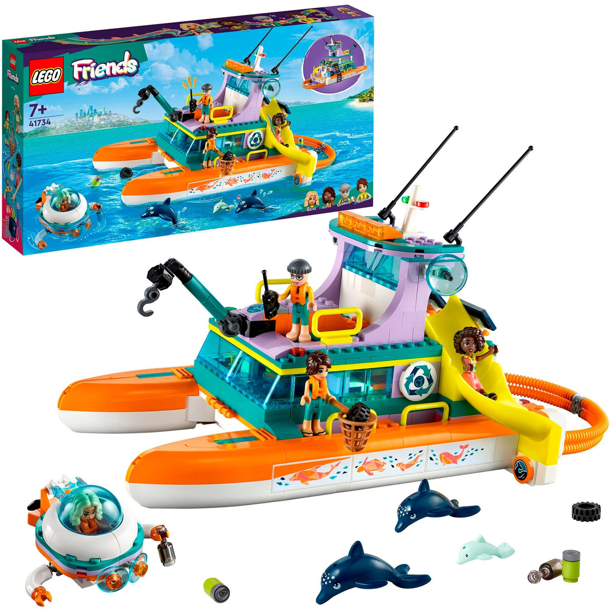 Lego friends - konstruktionslegetøj til søredningsbåd (41734)