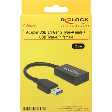 Delock-konverter USB-A 3.1 > USB-C-adapter (sort, 0,15 meter)