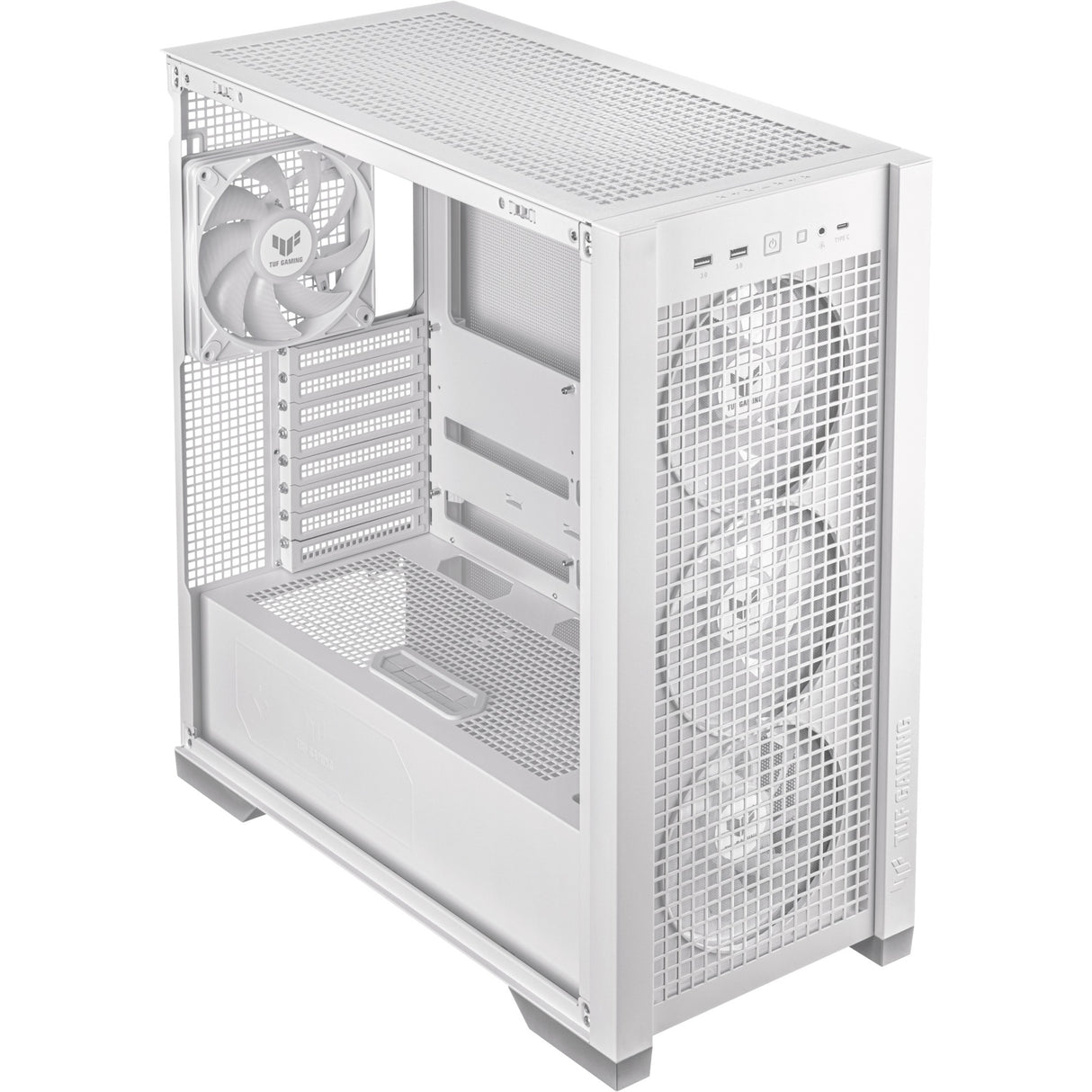 Asus tuf gaming gt302 argb midi tårnhus (hvid | 2x usb-a | 1x usb-c | rgb | hærdet glas)
