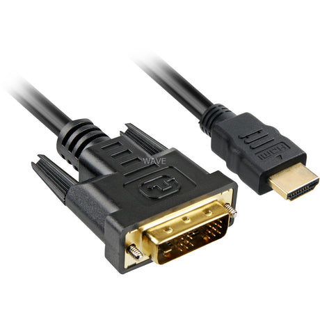 Sharkoon HDMI > DVI-D-adapter (sort, 3 meter, single-link)