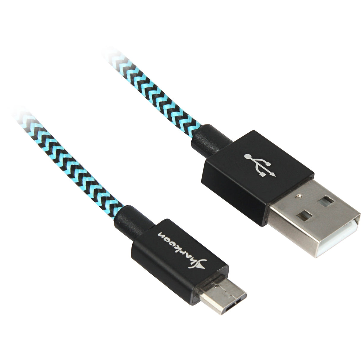 Sharkoon USB 2.0-kabel, USB-A > micro-USB B (sort lyseblå, 0,5 meter)