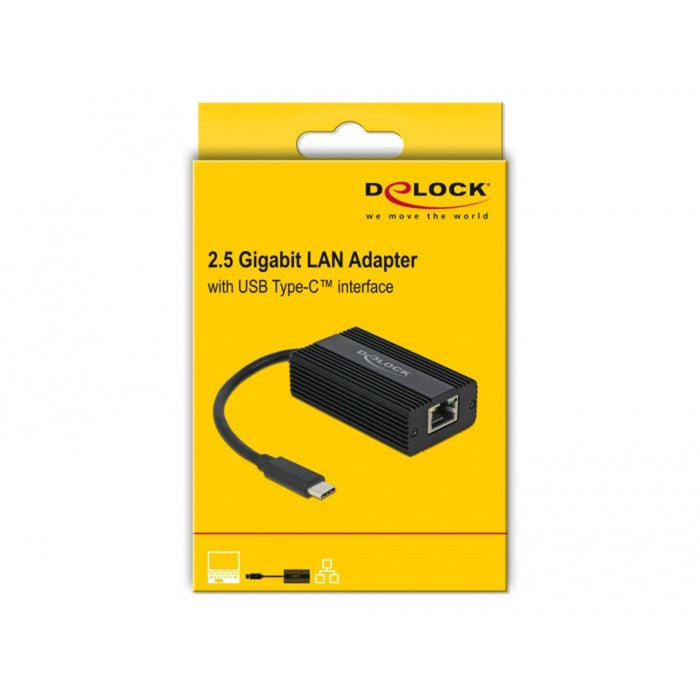Delock USB-C han > 2,5 gigabit LAN-adapter (sort, 0,135 meter)