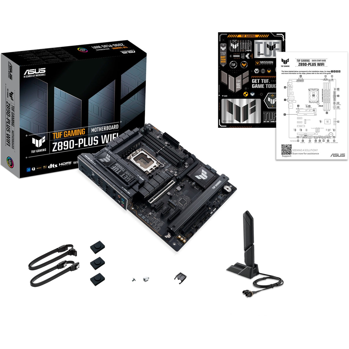 Asus Tuf Gaming Z890-Plus WiFi Socket 1851 bundkort (RAID, 2,5 GB-LAN, WiFi 7, BT, lyd, ATX)