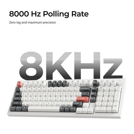 Keychron q5 ultra-m3 8k wireless custom mechanical keyboard (wit, us lay-out (qwerty), silk pom brown, 96%, rgb, hot swap, 8k, 2.4 ghz | bluetooth 5.2 | usb-c)