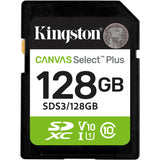Kingston Canvas Select Plus 128 GB SDXC-hukommelseskort (UHS-I U1, Class 10, V10)