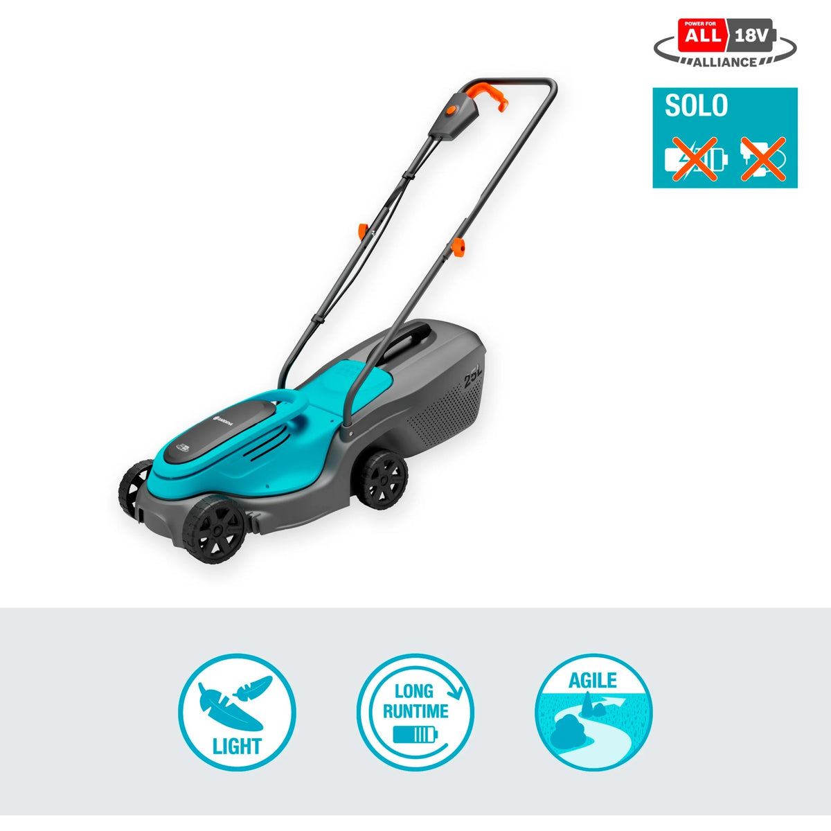 Gardena powermax 30 18v p4a solo plæneklipper batteri uden batteri, uden lader 18 v klippebredde max. 300 mm