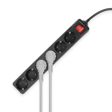 Act strømskinne med lysende kontakt, 6 fatninger, 3 m, sort ac2465