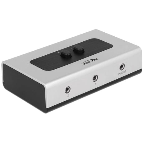 Delock switch stereo jack 3,5 mm 2 port manuel tovejs (grå sort)