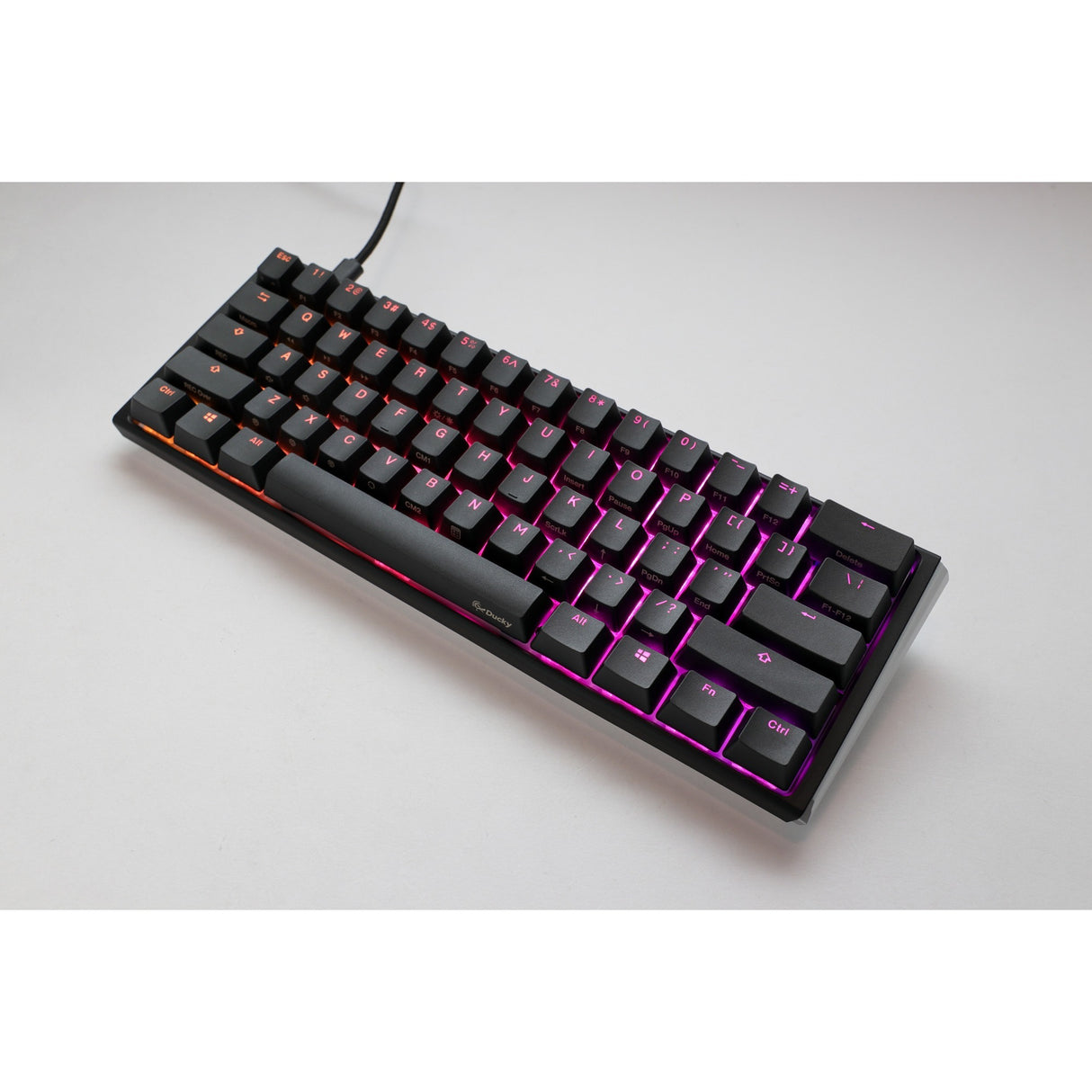 Ducky one 3 klassisk mini rgb mekanisk tastatur (sort, us-layout (qwerty), cherry mx silent red, 60%, rgb led, double-shot pbt, hot-swappable, quack mekanik)