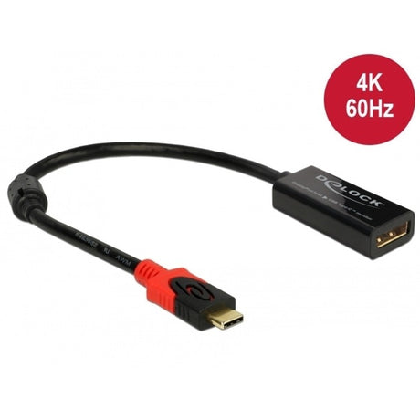 Delock-skærmportadapter til USB-C-skærm 4k (sort, 0,2 meter)