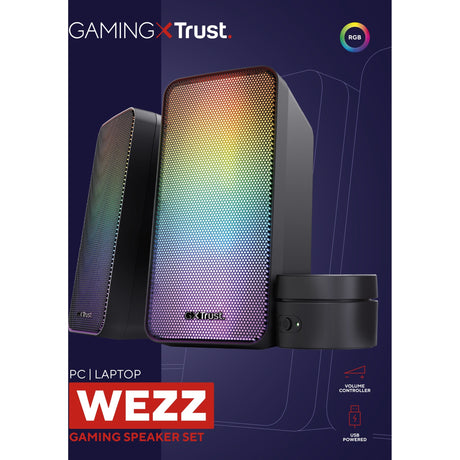 Trust GXT 611 Wezz Illuminated 2.0 RGB Speaker Set PC Speaker (sort, RGB LED'er)