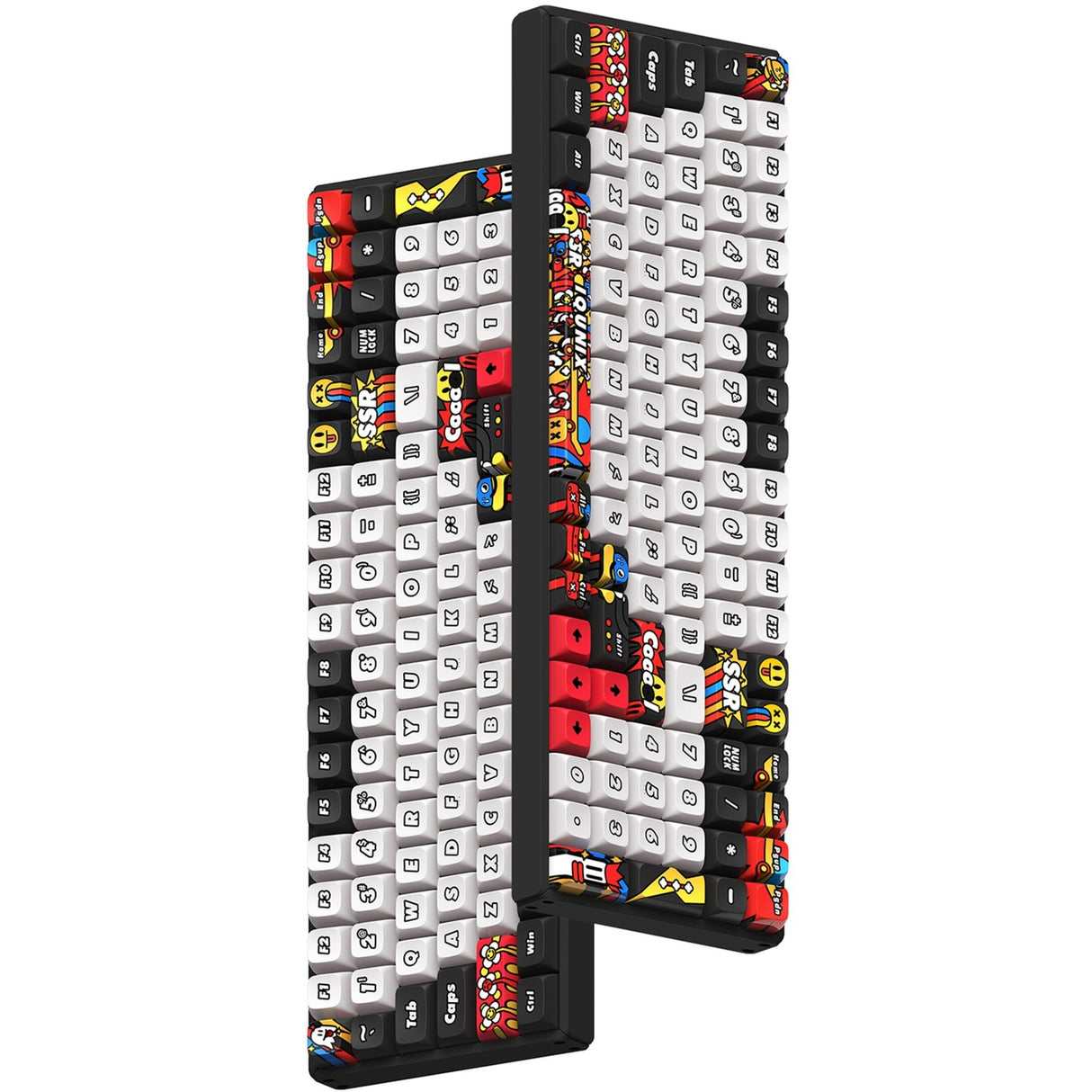 Iqunix f97 graffiti-dagbog trådløst mekanisk tastatur (sort, us-layout (qwerty), cherry mx brown, 96%, rgb-lysdioder, hot-swappable, pbt, 2.4ghz | bluetooth 5.1 | usb-c)