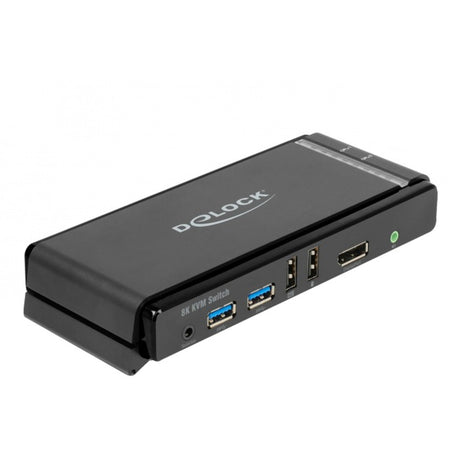 Delock displayport 1,4 kvm switch, 8k 60hz, USB 3.2 gen 1, audio kvm switch (grå sort)