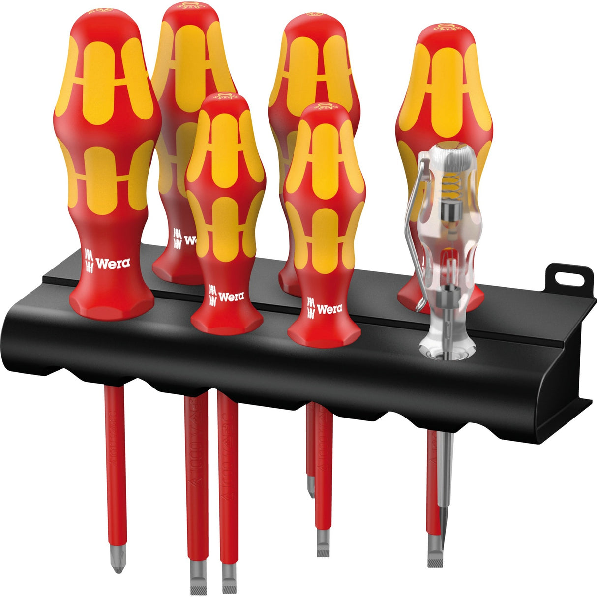 Wera 160 i 165 i 7 skruetrækkersæt kraftform plus serie 100 + spændingstester + holder, 7-delt - 1 stk. - 05006148001