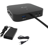 I-tec USB-C HDMI DP-dockingstation med strømforsyning 65W + universaloplader 77 W (sort)