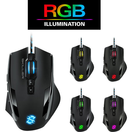 Sharkoon skiller sgm1 rgb gaming mus (sort, 10.800 dpi, rgb lysdioder)
