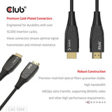 Club 3d hdmi hybrid aoc kabel 8k60hz 4k120hz, 100 m kabel (sort)