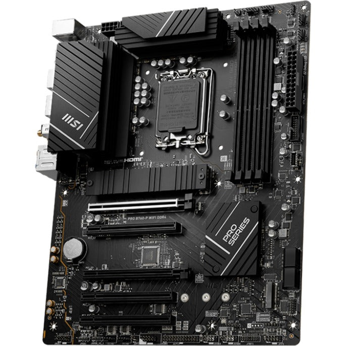 MSI Pro B760-P WiFi DDR4 Socket 1700 bundkort (RAID, 2,5 GB-LAN, WiFi, BT, lyd, ATX)
