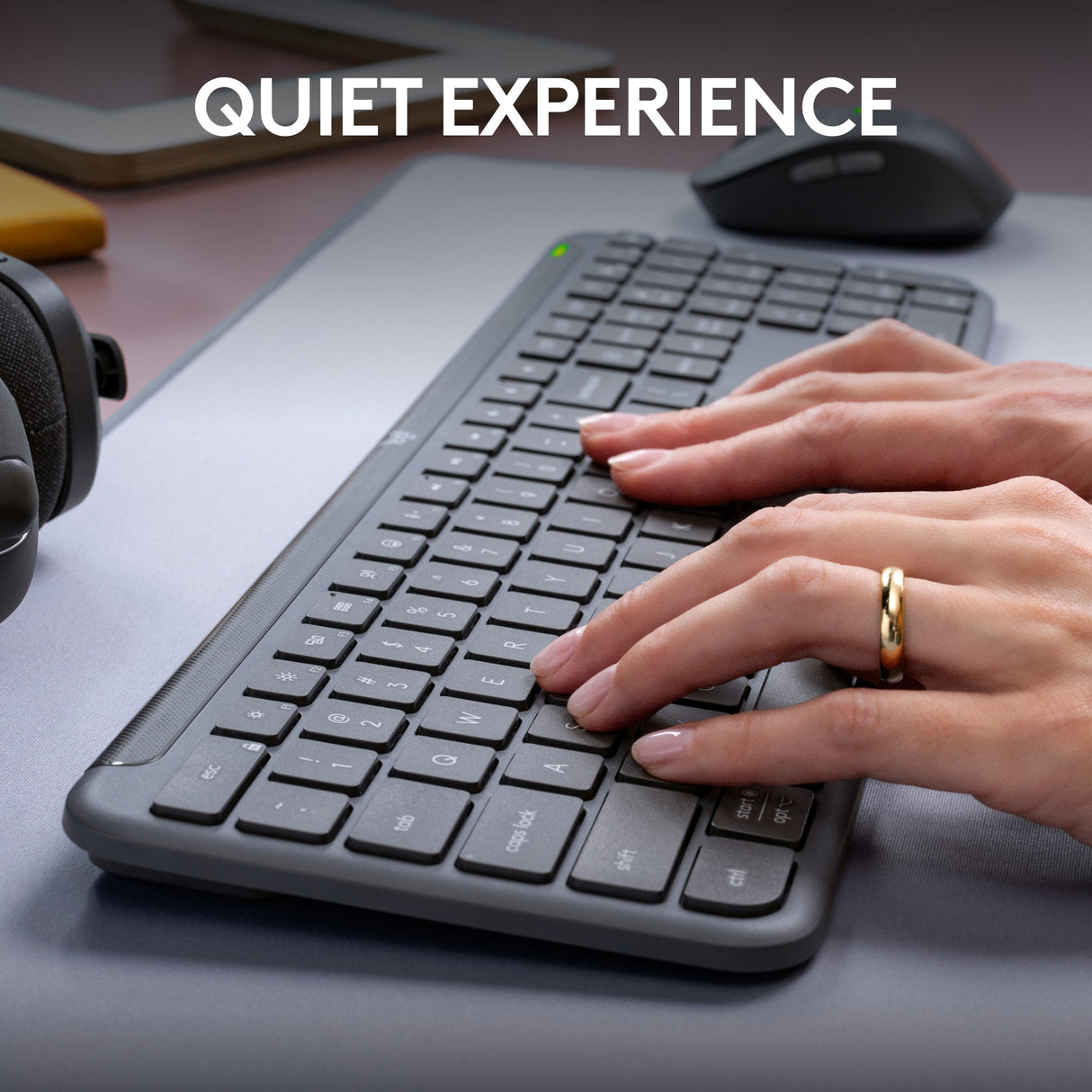 Logitech mk950 signatur slankt trådløst skrivebordssæt (grafit, us-internationalt layout (qwerty), 400 - 4000 dpi)