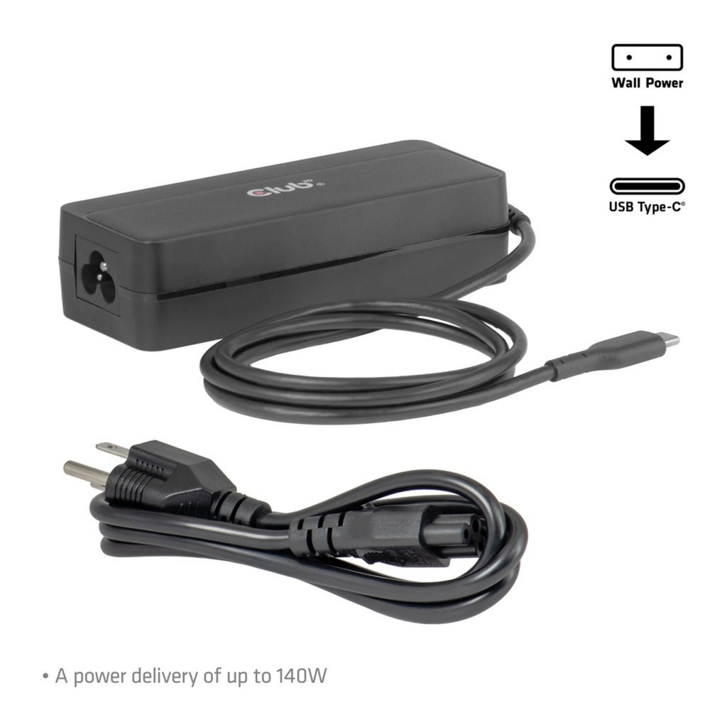 Club 3d usb-c laptop charger 140w, 1 meter (zwart)