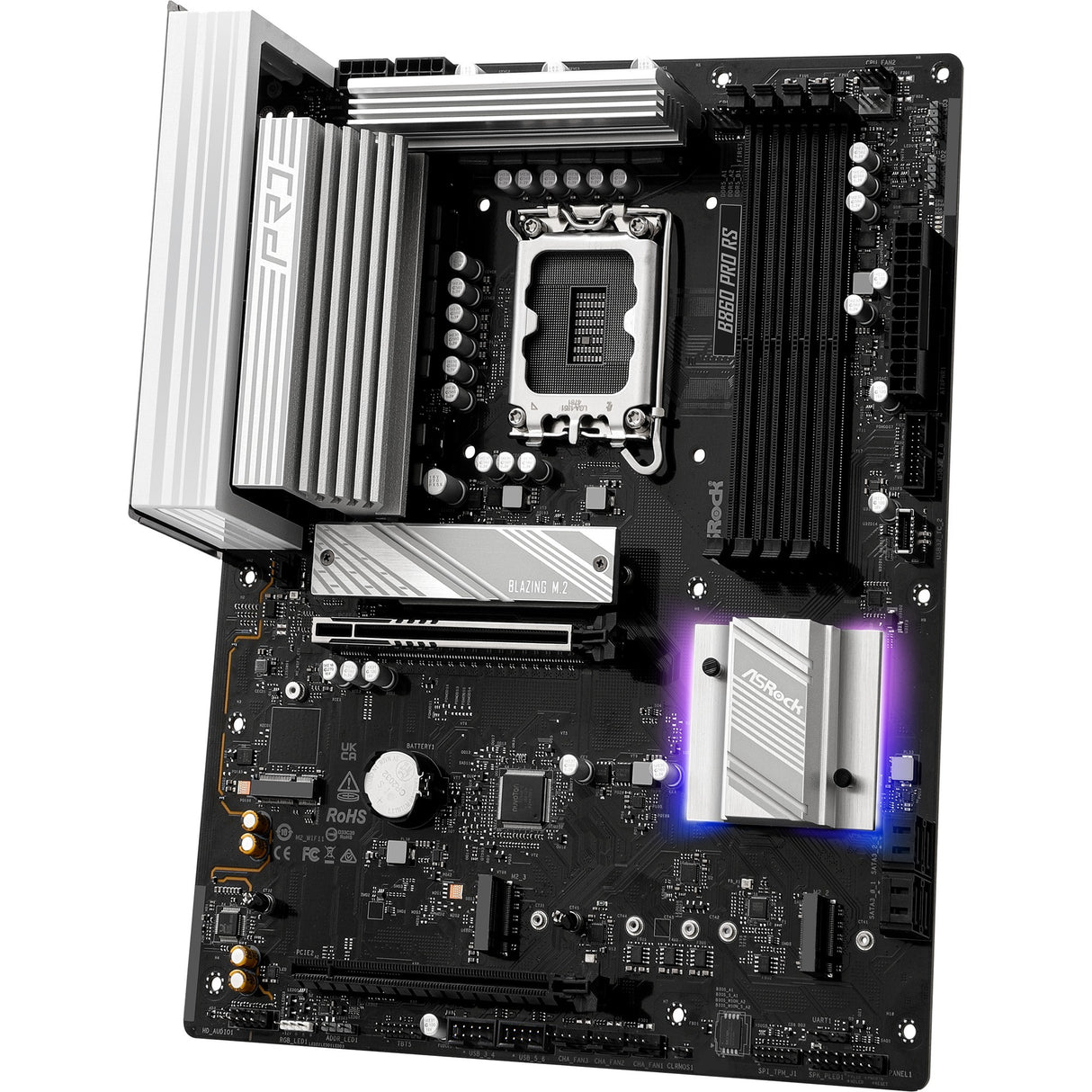 Asrock B860 Pro RS Socket 1851 bundkort (RAID, 2,5 GB-LAN, lyd, ATX)