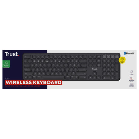 Trust vaiya trådløst tastatur (sort, us-layout (qwerty), 100%, bluetooth 2.4ghz)