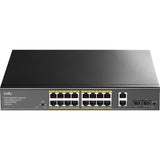 Cudy 16-gbe poe+ switch med 2 uplink gbe og 2 uplink sfp (sort)