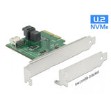 Delock pci express x4-kort u.2 nvme til 1 x intern sff-8654 4i + 1 x intern sff-8643 – lavprofil formfaktoradapter (sølv)