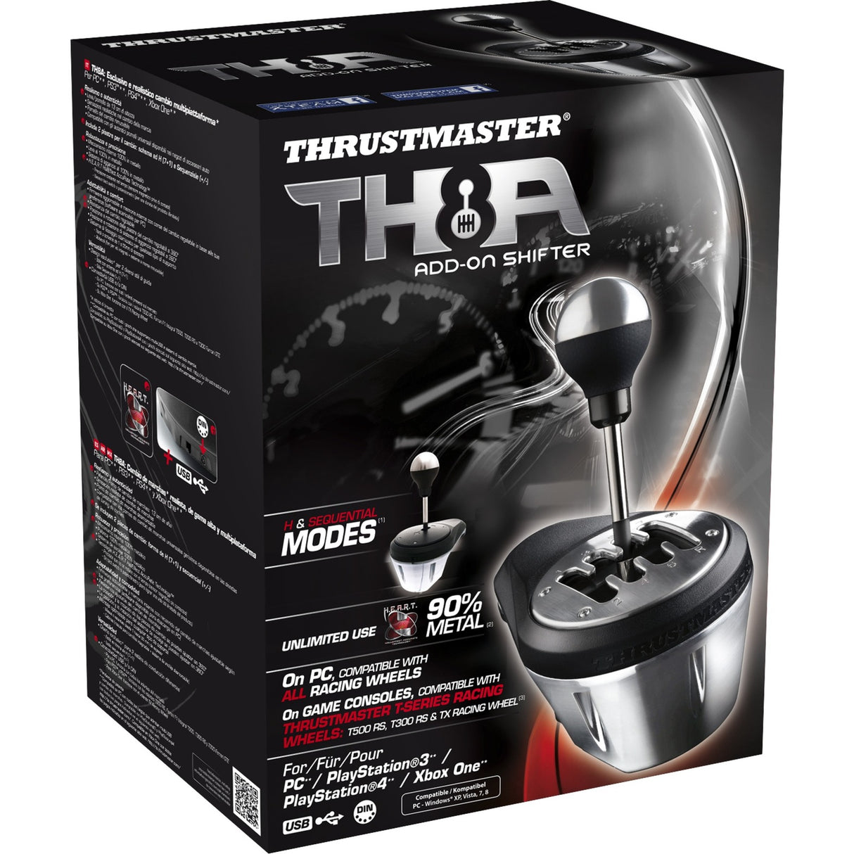 Thrustmaster TH8A Add-On Gaming Shifter (Sort Sølv, PC, PS5, PS4, Xbox Series X|S, Xbox One)