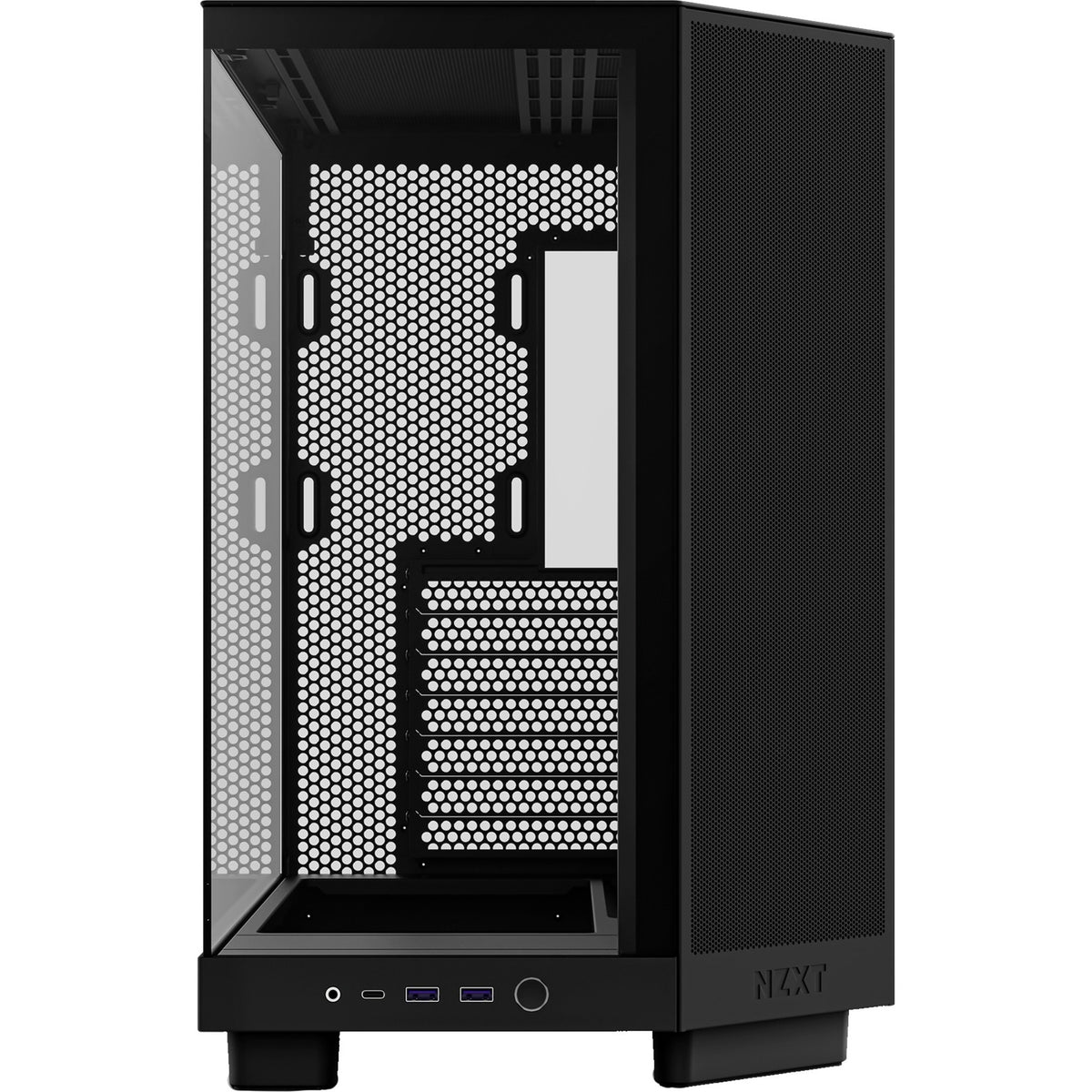 Nzxt h6 flow midi tårnhus (sort | 2x USB-A | 1x USB-C | hærdet glas)