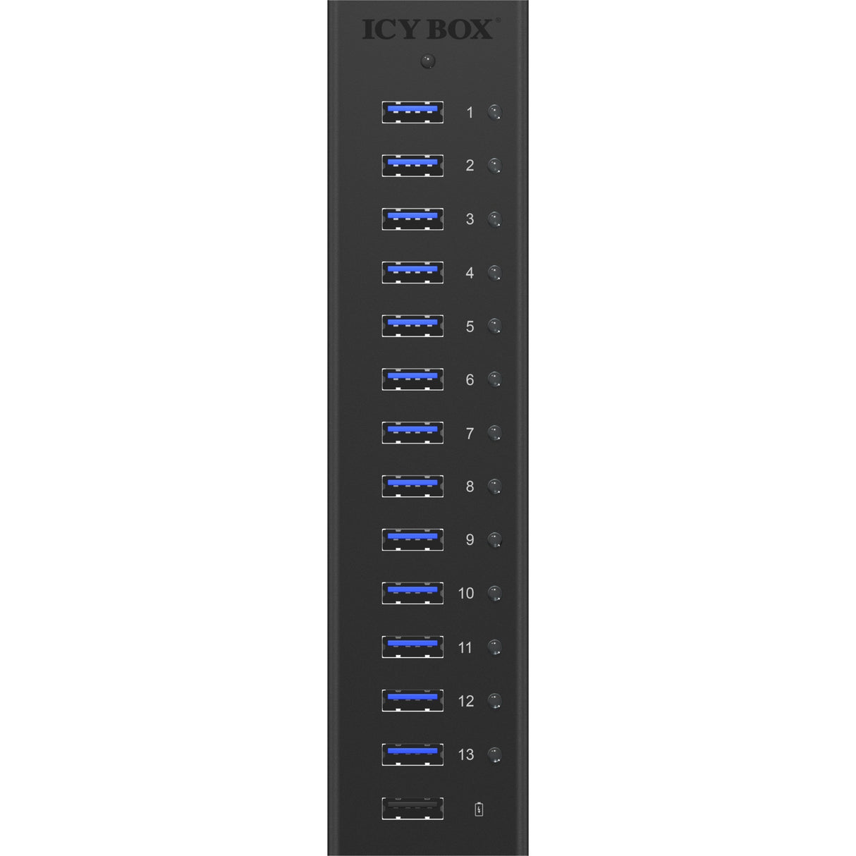 Icy box ib-ac6113 USB-hub (sort, 13x USB 3.0, 1x USB-opladningsport)