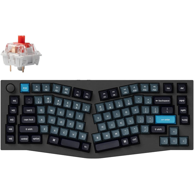 Keychron q10 pro-m1, tastatur (carbon, us layout, k pro red, alice 75%, rgb lysdioder, ksa double-shot pbt, hot swap, bluetooth 5.1, knap)