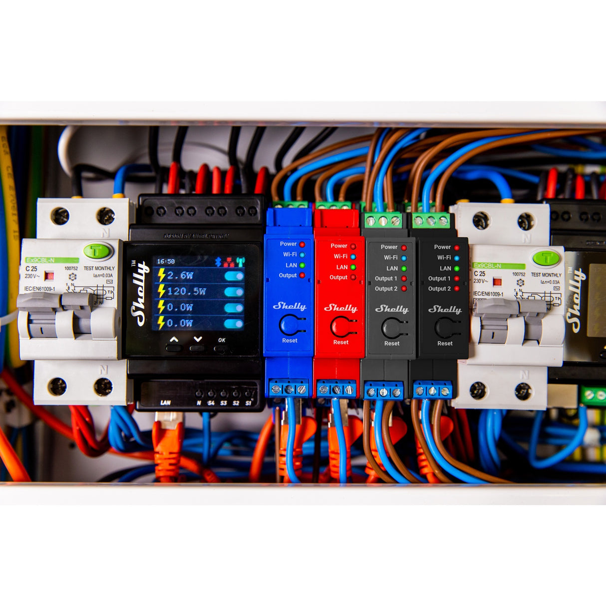 Shelly pro 16:00 relæ (4-kanals, WiFi, LAN, Bluetooth)