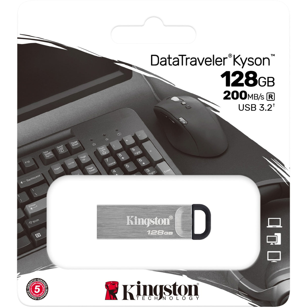 Kingston data traveler kyson 128 GB USB stick (sølv, dtkn 128 GB)