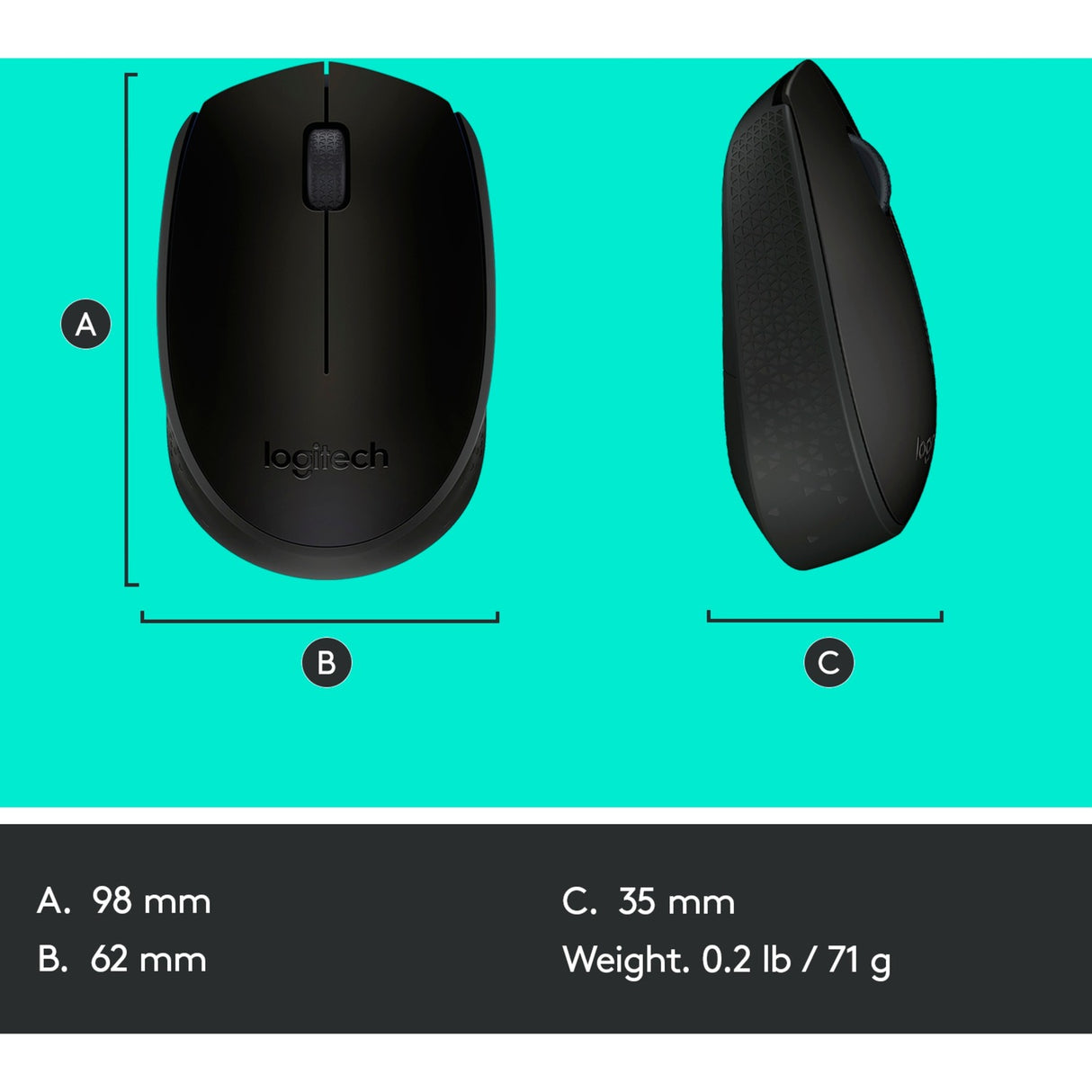 Logitech b170 mus (sort, trådløs)
