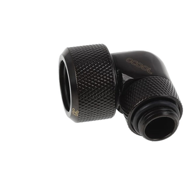 Alphacool eiszapfen 16 mm hårdt rør kompressionsfitting 90° drejelig G1 4 tilslutning (sort, riflet, dyb sort)