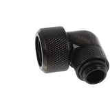 Alphacool eiszapfen 16 mm hårdt rør kompressionsfitting 90° drejelig G1 4 tilslutning (sort, riflet, dyb sort)