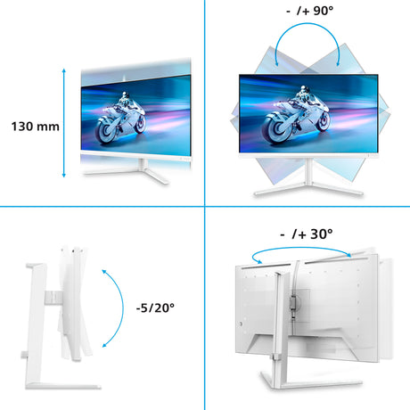 Philips Evnia 6000 27m2n6501l 00 26.5 gaming-skærm (hvid, 2x HDMI, skærmport, USB-A, USB-B, G-sync, 240Hz, QD-OLED)