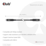 Club 3D fuldfunktions USB-C-kabel, 15m (sort, 8k60hz 10gbps 60w)