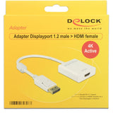 Delock displayport > hdmi-adapter (hvid, 0,2 meter, 4k)