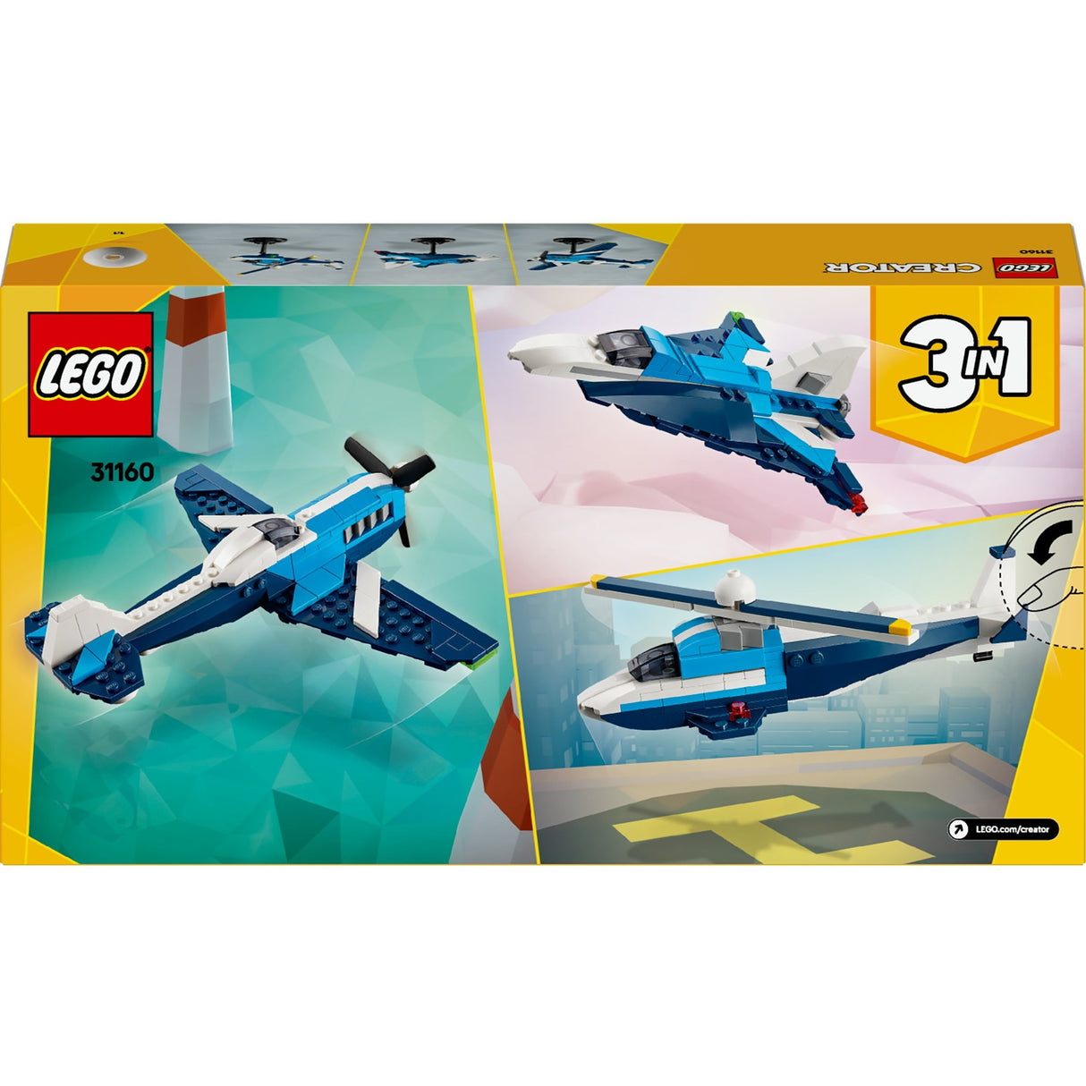 Lego Creator 3-i-1 - luftfart: konstruktionslegetøj til racerfly (31160)