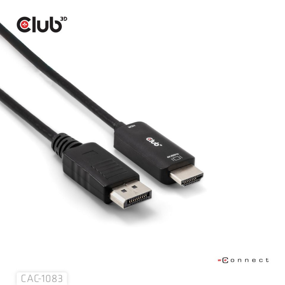 Club 3D DisplayPort 1.4 til HDMI 4K60Hz kabeladapter (sort, HDR M M 2m)