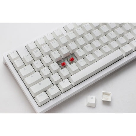 Ducky zero 6108 ren hvid rgb mekanisk gaming-tastatur (hvid, us-layout (qwerty), cherry mx2a speed silver, 100%, rgb-lysdioder, double-shot pbt, hot swap, 2,4ghz | bluetooth | usb-c)