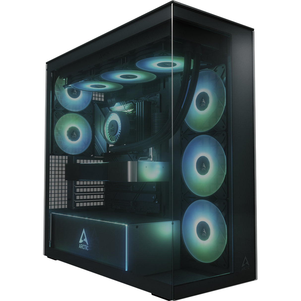 Arctic xtender midi tårnhus (sort (mat) | 2x USB-A | 1x USB-C | RGB | hærdet glas)
