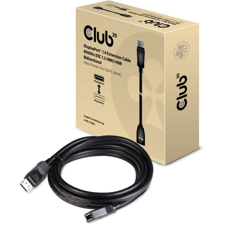 Club 3D DisplayPort 1.4 DSC 1.2 HBR3 HDR tovejskabel (sort, 3 meter, 8K 60Hz)